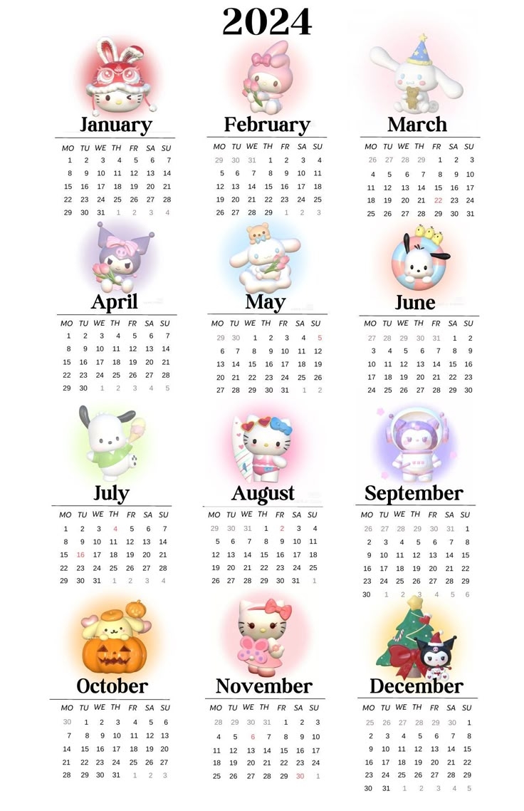 Printable 2024 Calendar 2024 Monthly Planner Monthly Etsy Ideias De 