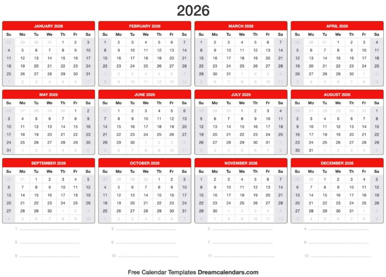 Printable 2026 Calendar