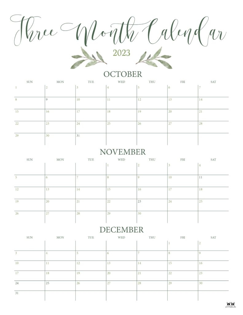 Printable 3 Month Calendar 2023 Printable Template Calendar