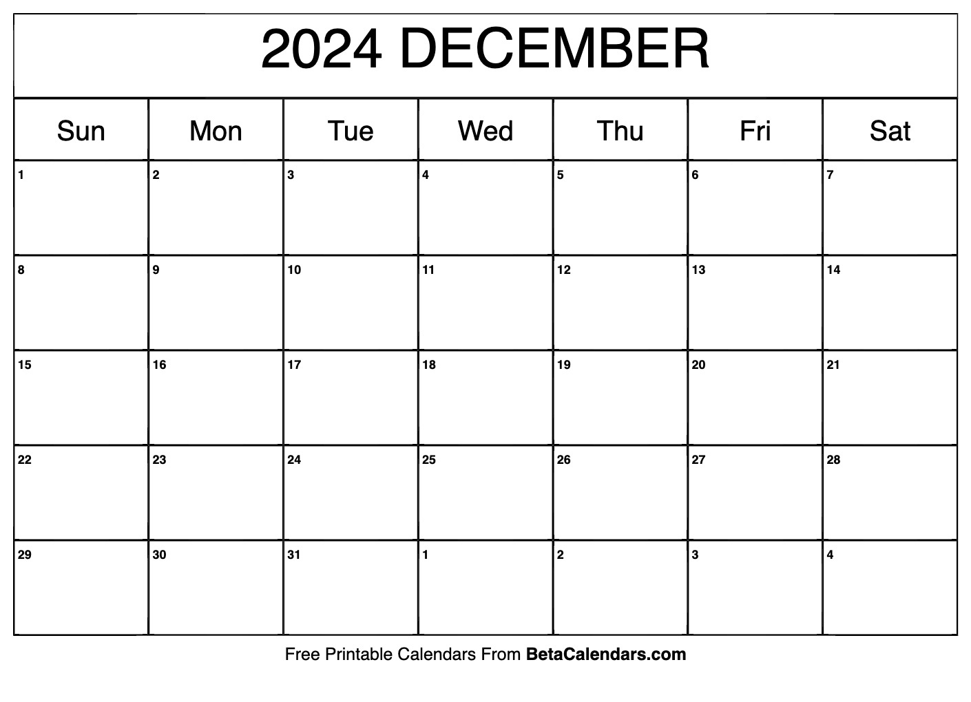 Printable Calendar 2024 December Printable Calendar 2025