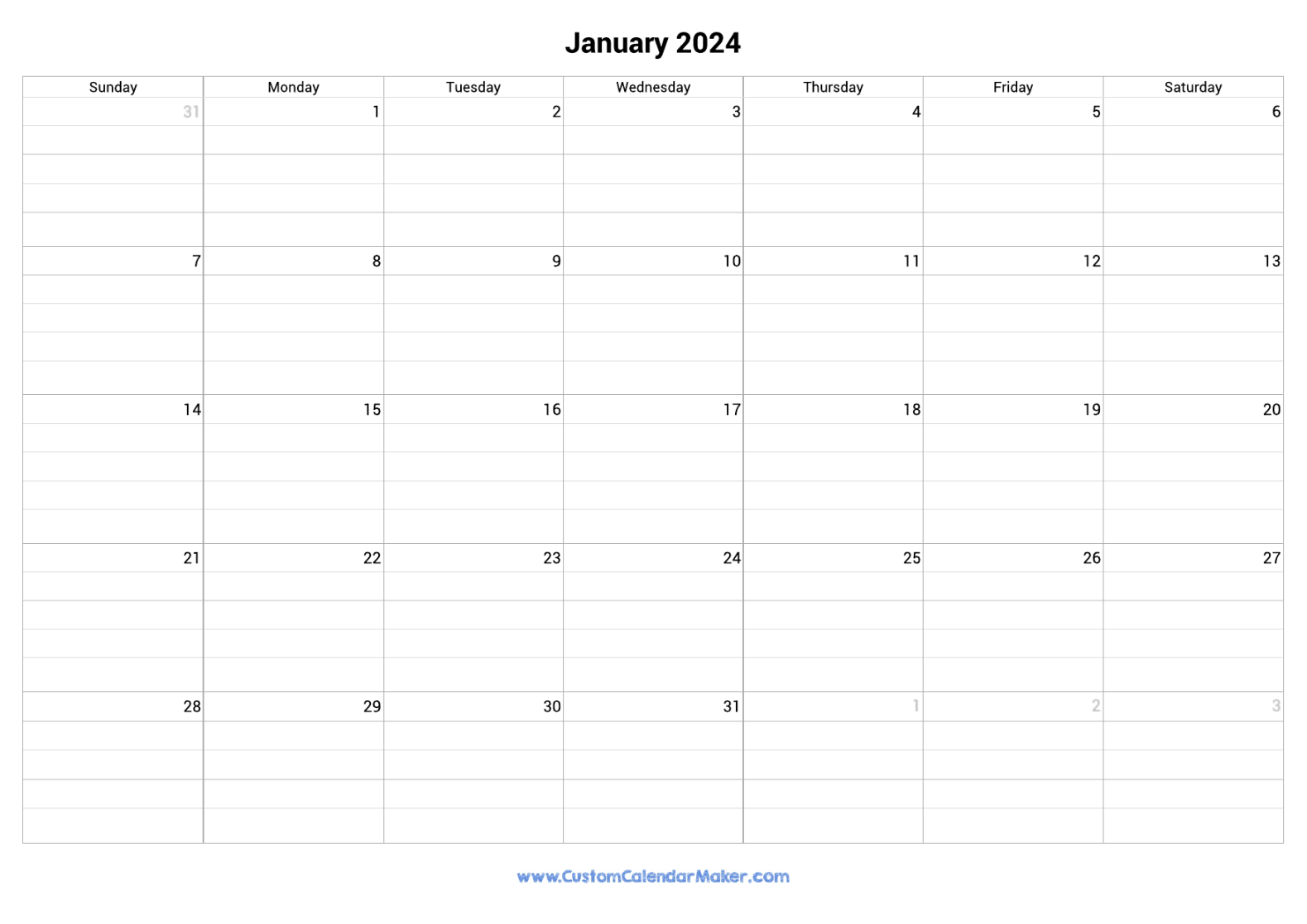 Printable Calendar 2024 With Lines Good Calendar Idea