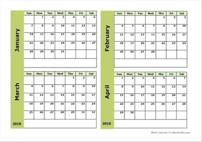 Printable Calendar 4 Months Per Page Printable Word Searches