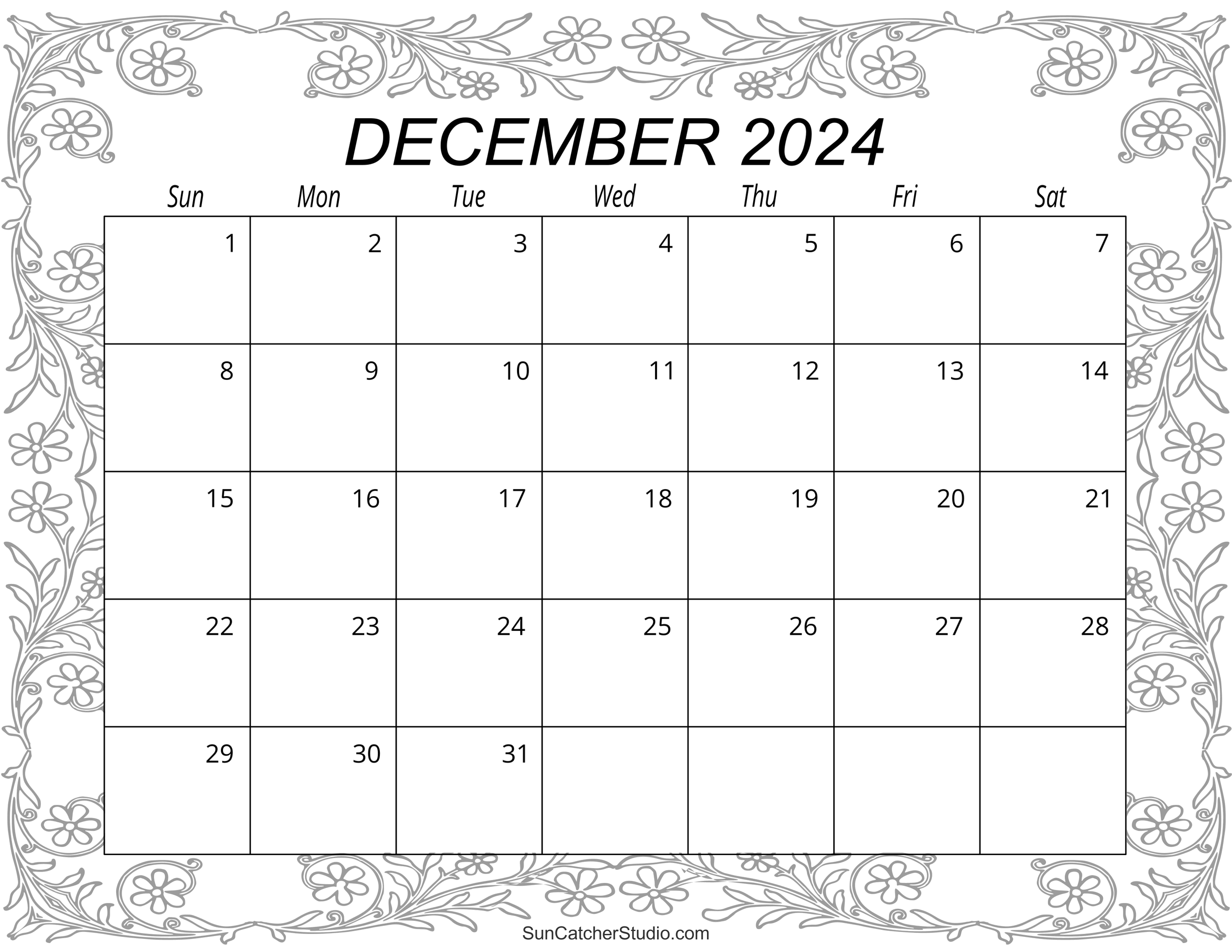 Printable Calendar December 2024 Landscape Free Aubine Margaretha