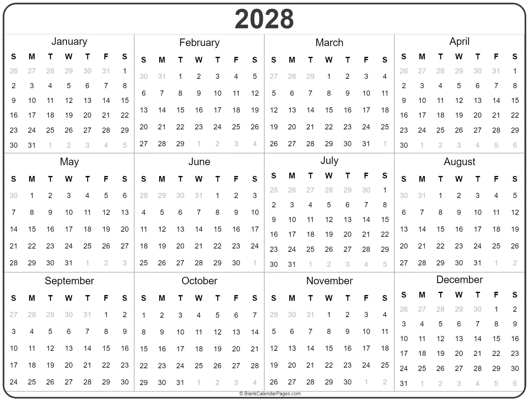 Printable Calendar Through 2028 A Comprehensive Guide To Planning Your 