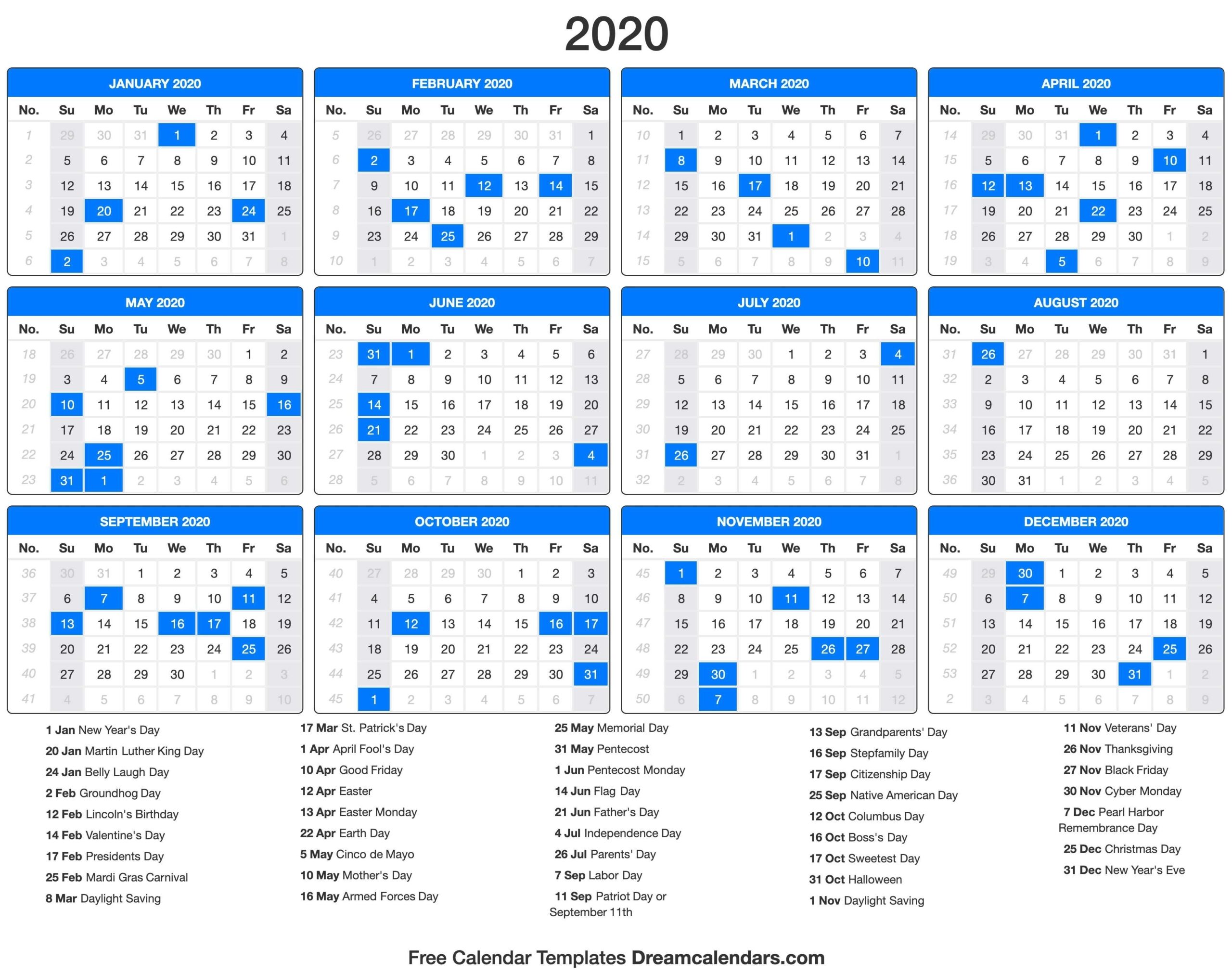 Printable Calendar With Jewish Holidays 2020 Calendar Template Printable