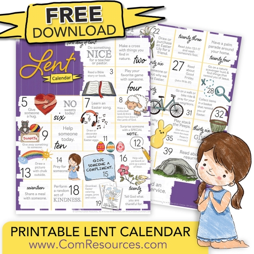 Printable Lent Activity Calendar ComResources Freebies
