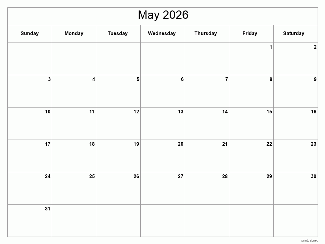 Printable May 2026 Calendar Free Printable Calendars