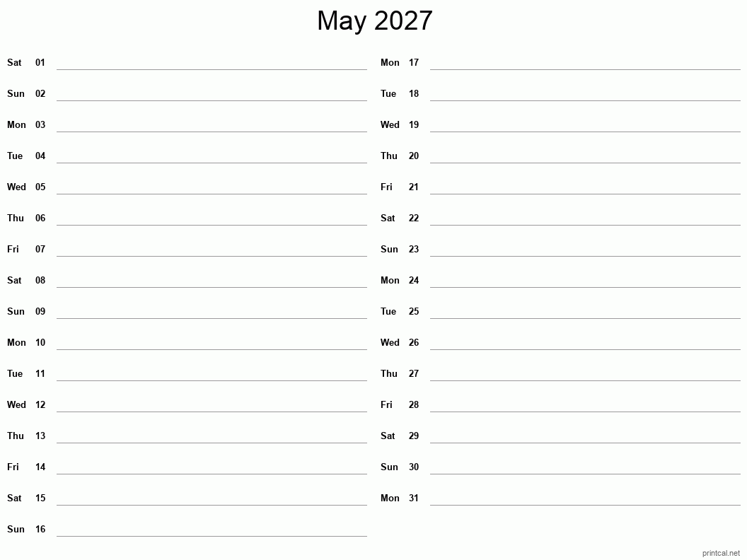 Printable May 2027 Calendar Free Printable Calendars