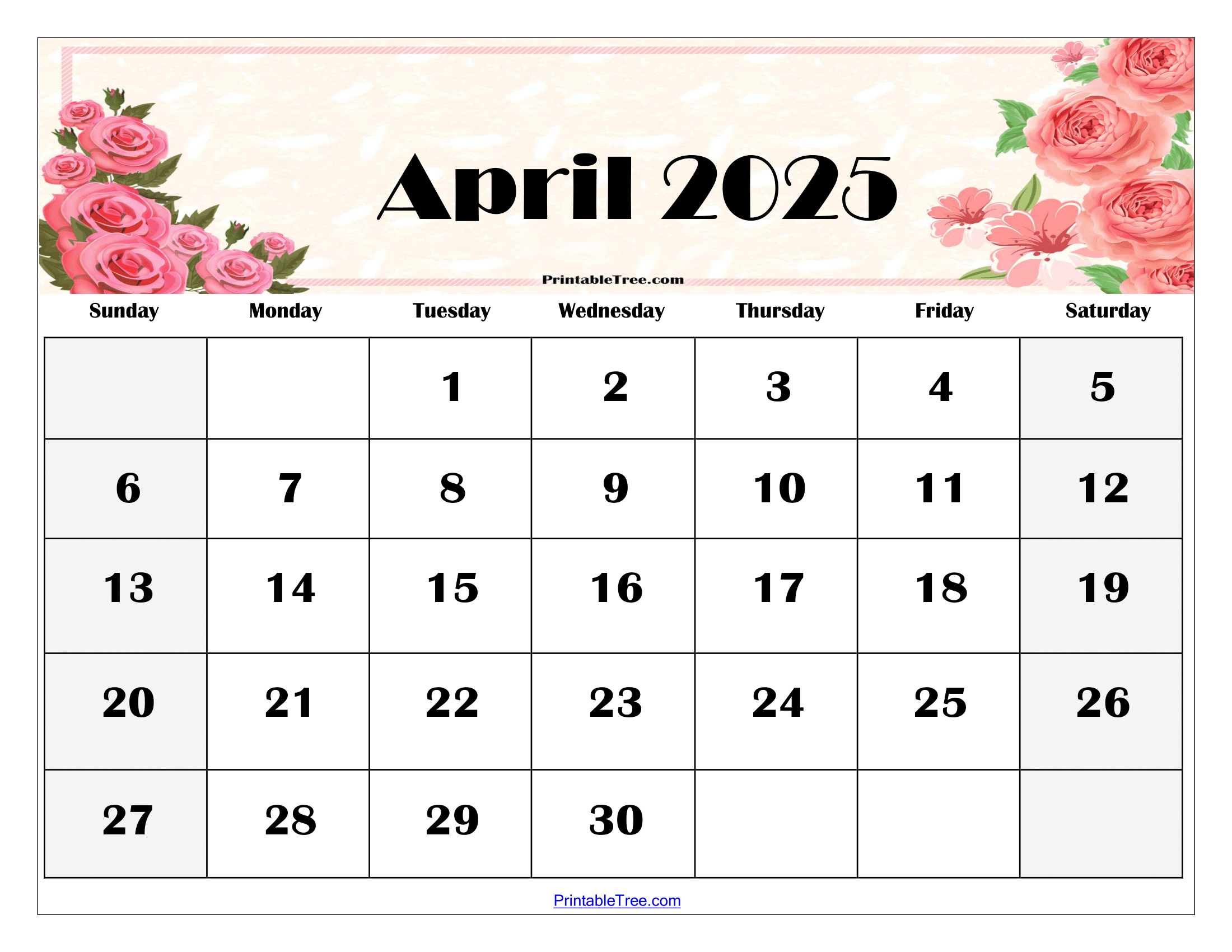 Printable Monthly Calendar April 2025 Aria Cameronn