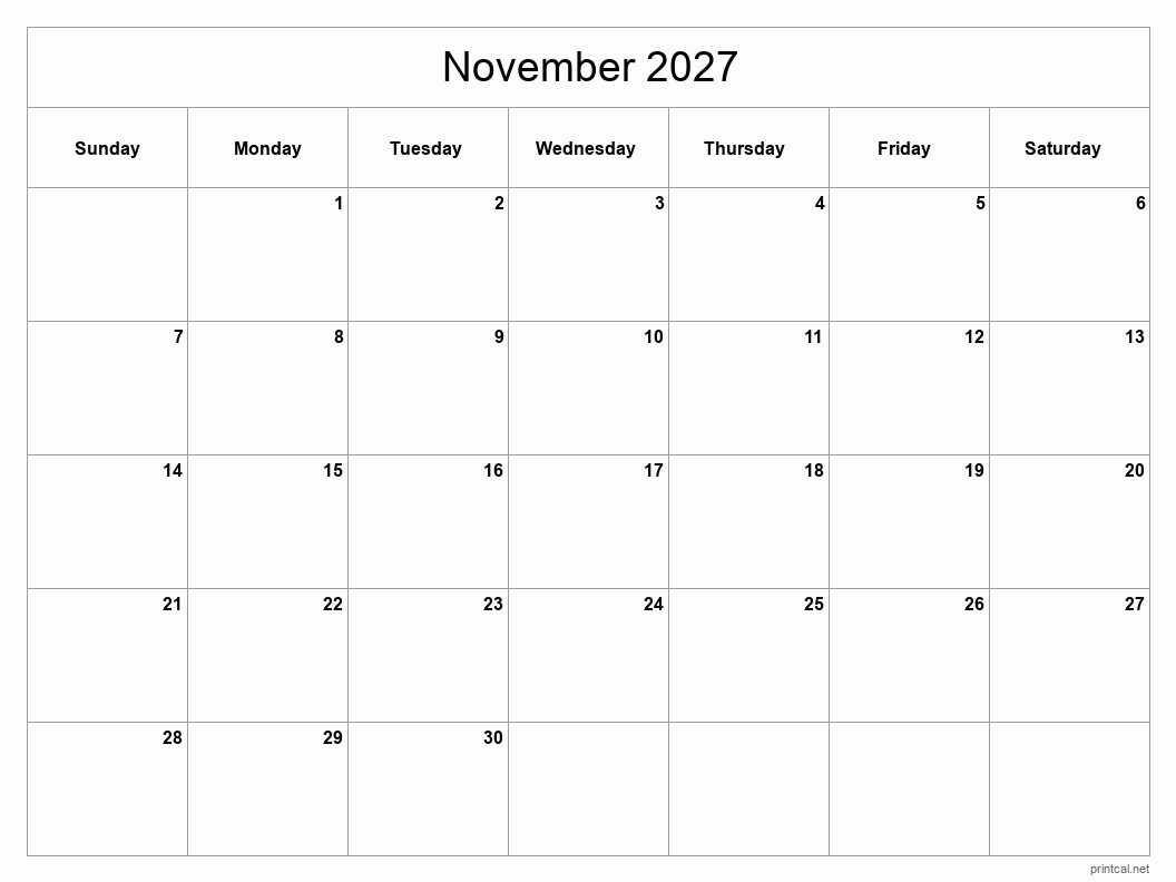 Printable November 2027 Calendar Free Printable Calendars