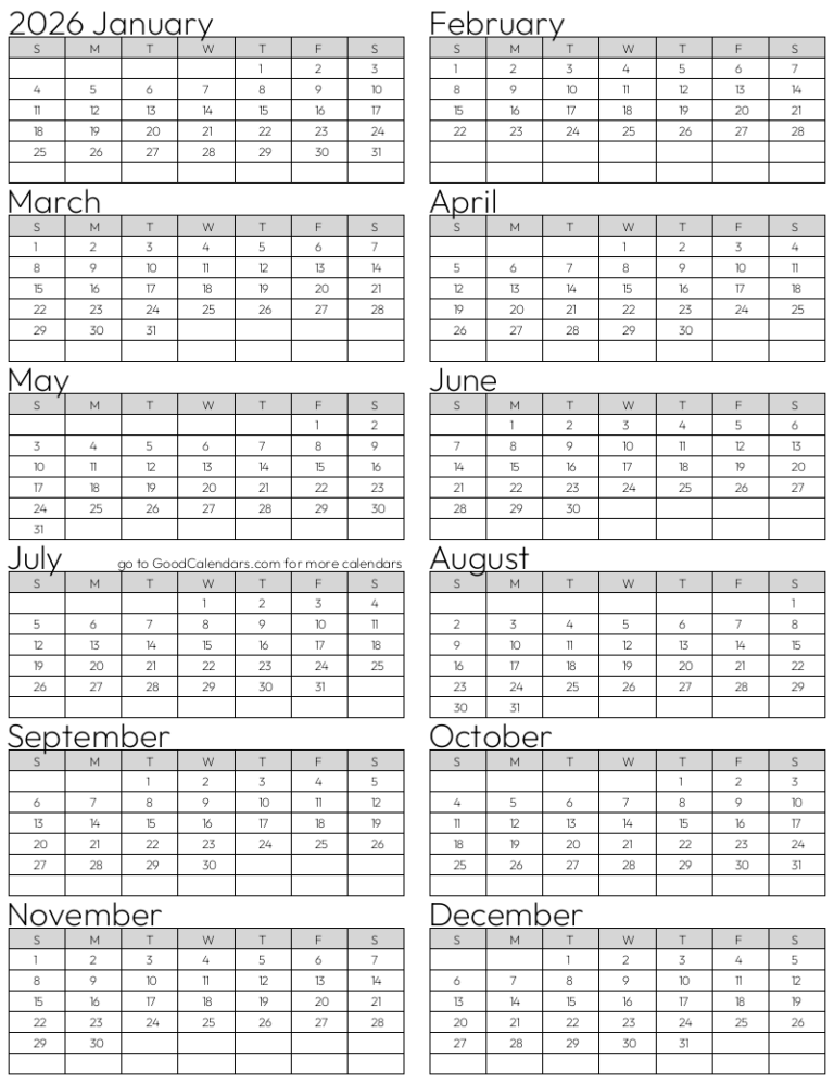 Select A Style For Your 2026 Calendar In Portrait