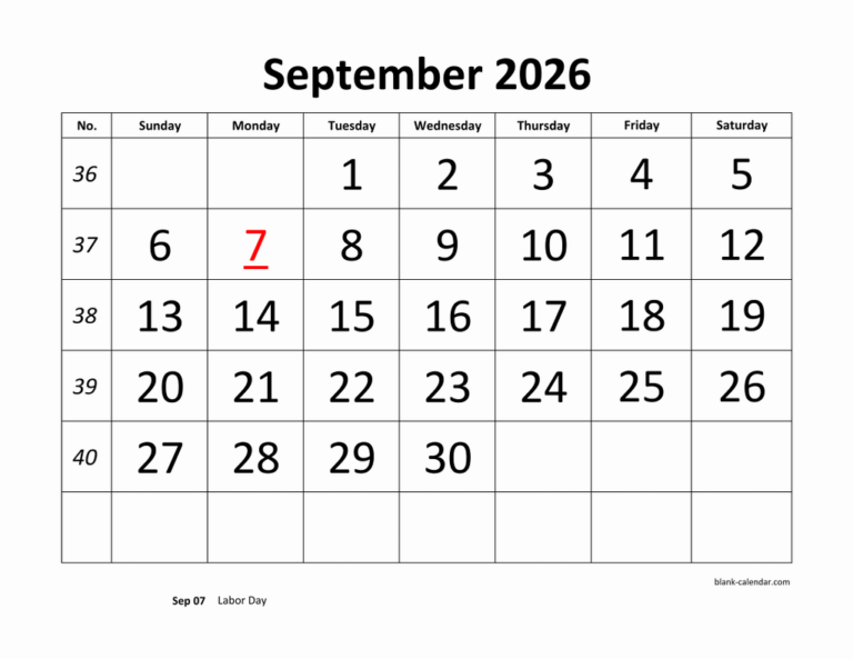 September 2026 Printable Calendars