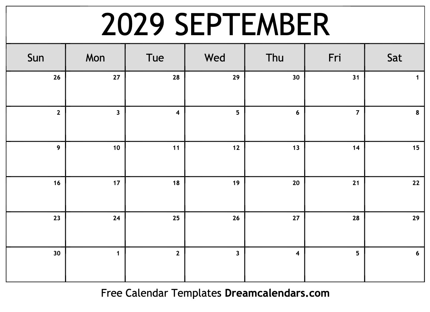 September 2029 Calendar Free Printable With Holidays And Observances