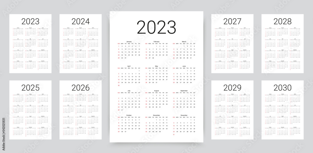 Vettoriale Stock 2023 2024 2025 2026 2027 2028 2029 2030 Years 