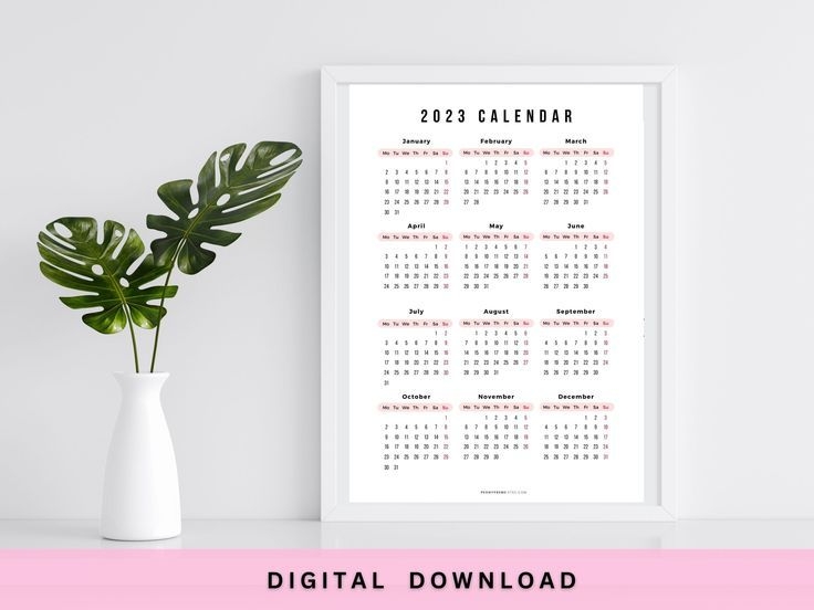 Year Calendar Printable 2023 2024 2025 2026 Calendar Bundle Pink 