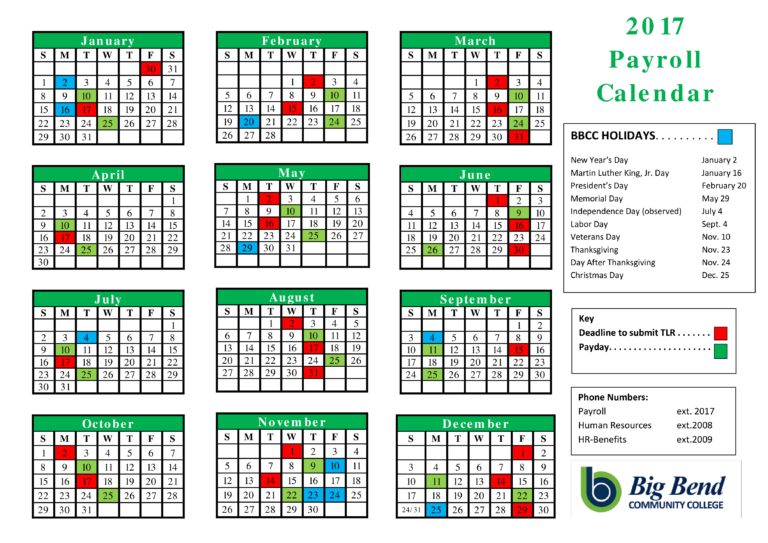 Yearly Payroll Calendar Templates At Allbusinesstemplates